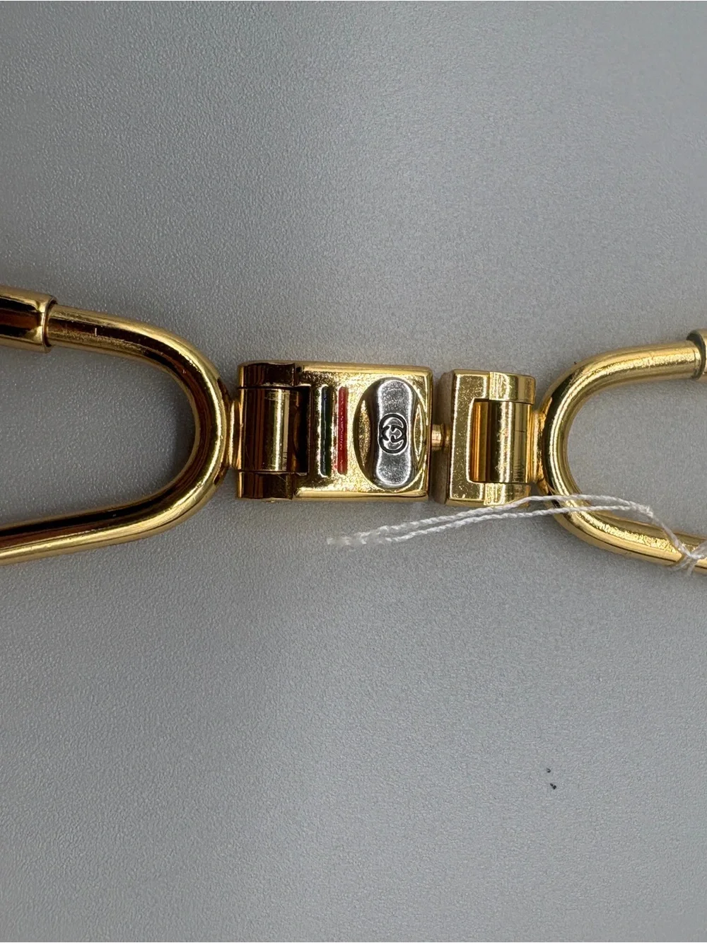 Vintage Gucci Accessory Collection Double Loop Key Ring Gold Tone with COA